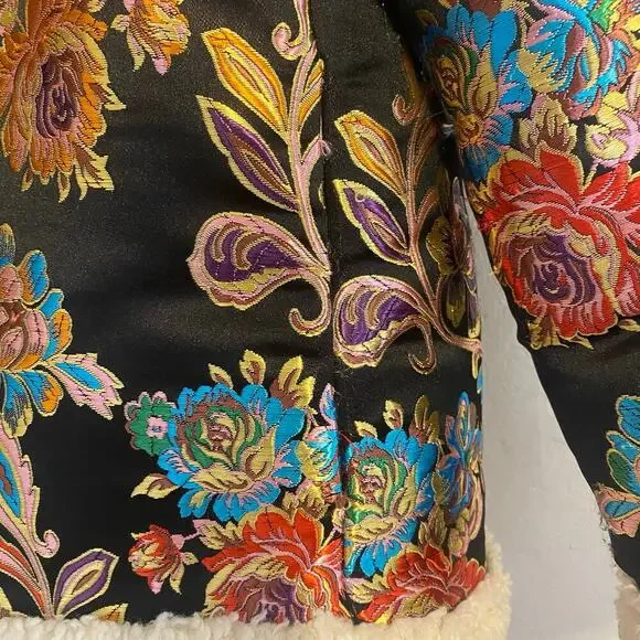 Johnny Was Sofie Jacquard Coat Womens Size Medium Embroidered Sequin Asian Tiger - Picture 9 of 10